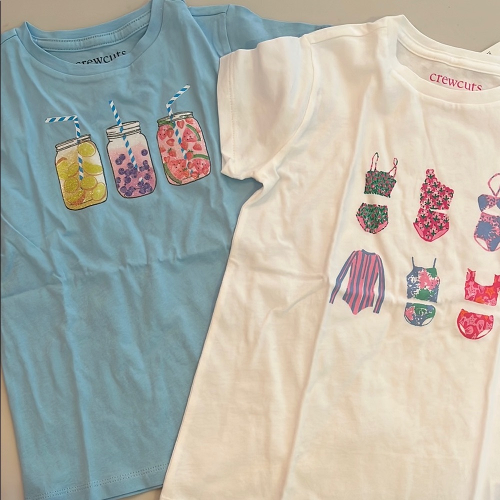 NWT Crewcuts Kids Blue and White Graphic T-Shirts